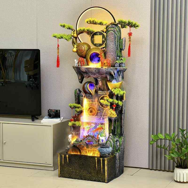 中式循鱼缸XGO客厅流水摆件喷泉环水生财公落地办玄关风生室水起