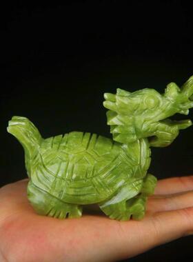 岫玉石龙龟摆件龙头南玉龟玉雕客厅办公风玉石工艺品摆件