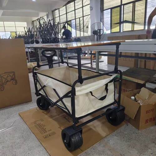 可升降摆摊拖车折叠小推车便携营地车野餐车野外露营手拉车桌板