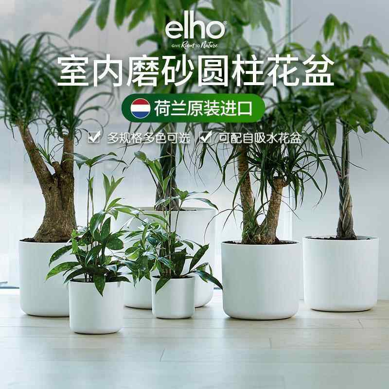 elho花盆北欧白色绿植现代塑料套盆自动自吸水盆景盆塑料盆大
