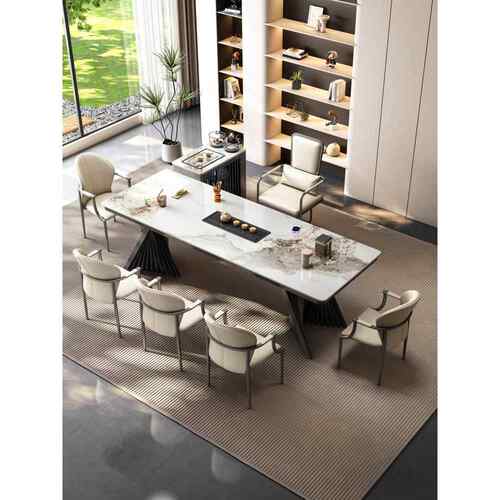 轻奢岩板茶桌椅组合阳台办公室家用现代小茶几烧水壶石板茶台一体