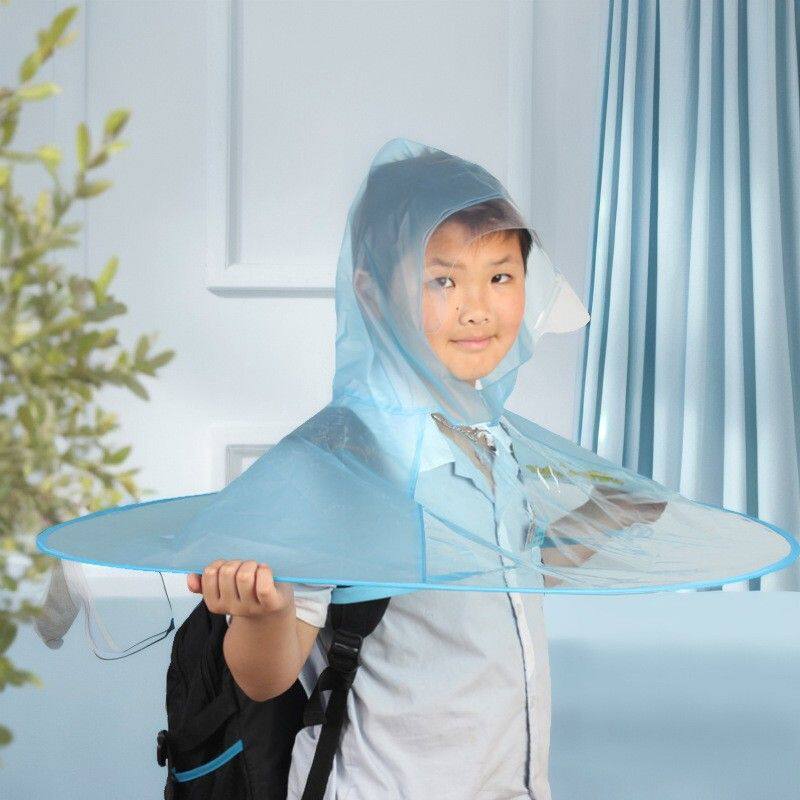 【欣艺奇】儿童飞碟雨衣头戴式斗篷雨伞帽可折叠无柄无骨帽伞便携