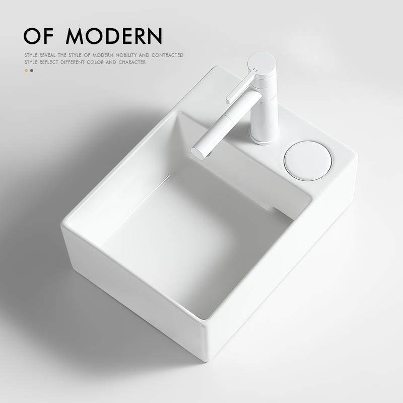 阳台台上盆洗手盆单盆侧边后排水洗衣机家用陶瓷小号窄尺寸洗脸池,家装主材,台上盆,淘宝优惠券,粉丝福利购,淘宝优惠卷