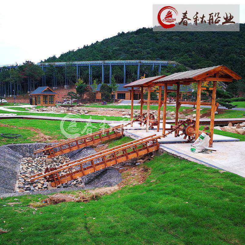 大型户外木质水车组合园林景观实木仿古电动转动水车支持