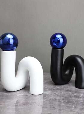 豪克创艺热销现代简约几何插花花瓶软装饰品客厅酒店茶几摆件