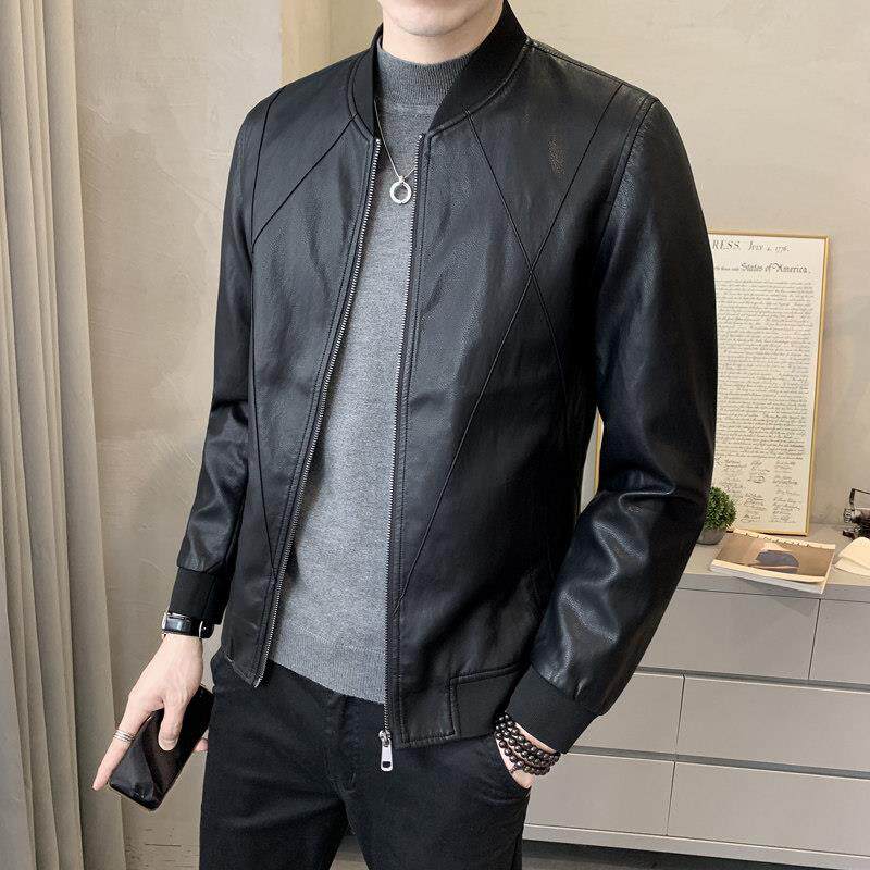 男士真皮皮衣春秋季高级感休闲短款立领棒球服痞帅机车皮夹克外套
