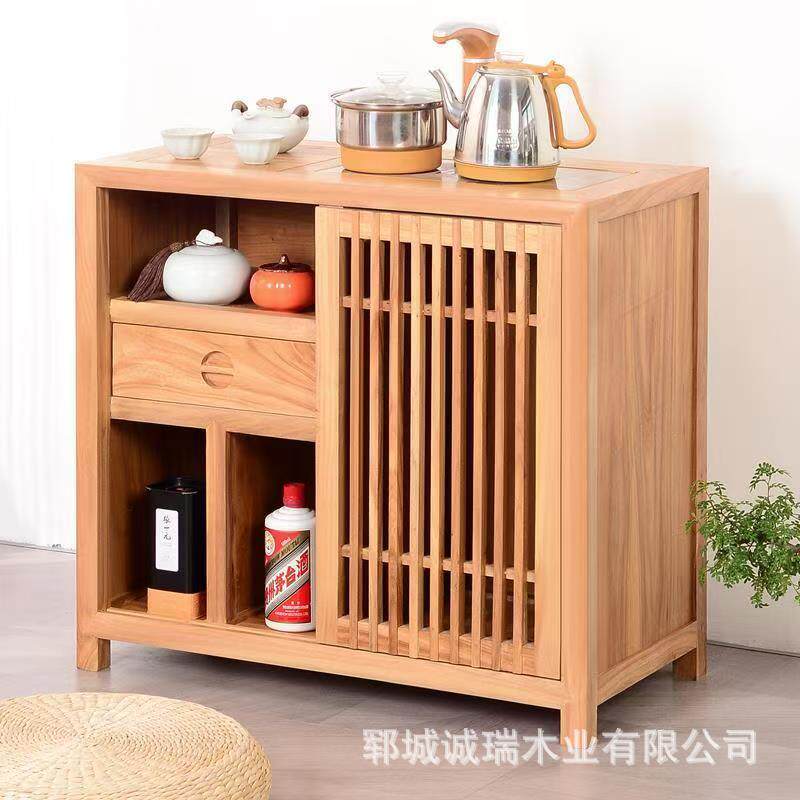中式老榆木茶水柜实木茶桌餐边柜风化客厅茶叶水桶柜落地式储物柜