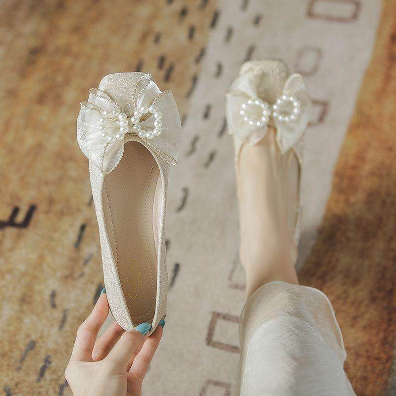 仙女风蝴蝶结公主鞋女成人2026新款豆豆鞋软底日常平底孕妇软底鞋,女鞋,浅口单鞋,淘宝优惠券,粉丝福利购,淘宝优惠卷