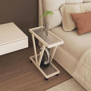 极窄床头柜简约现代卧室床边小型置物架轻奢沙发边几可移动奶油风