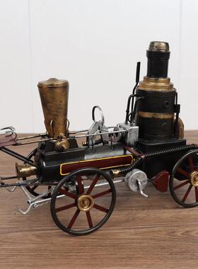复古件蒸汽火车模型创意手工金工饰艺品客厅装306摆属高端收藏装