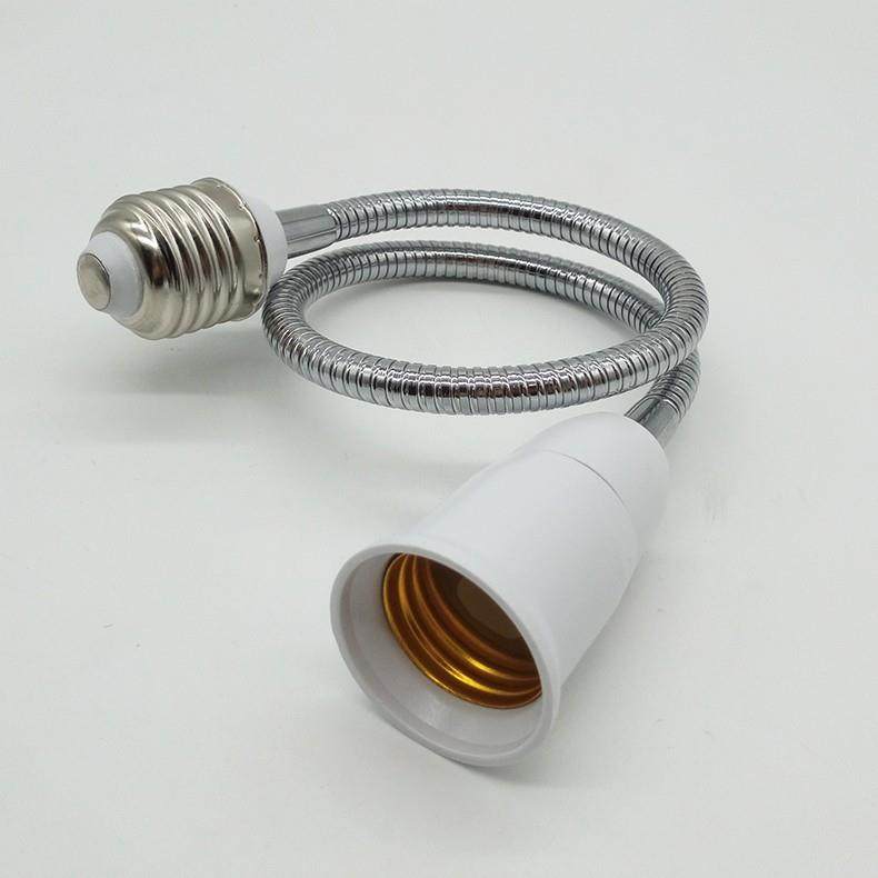 E27转E27软管加长灯头螺口转换器灯座转接头延长软杆led灯具万向