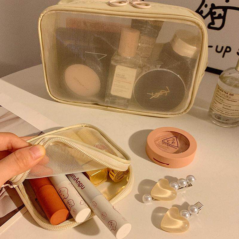 Mesh makeup bag化妆包分类收纳包大容量便捷随身旅行洗漱包网纱