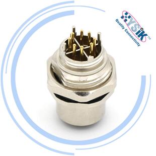 M12Xcoded面板安装式带PCB通孔焊接针的X编码型连接器8芯