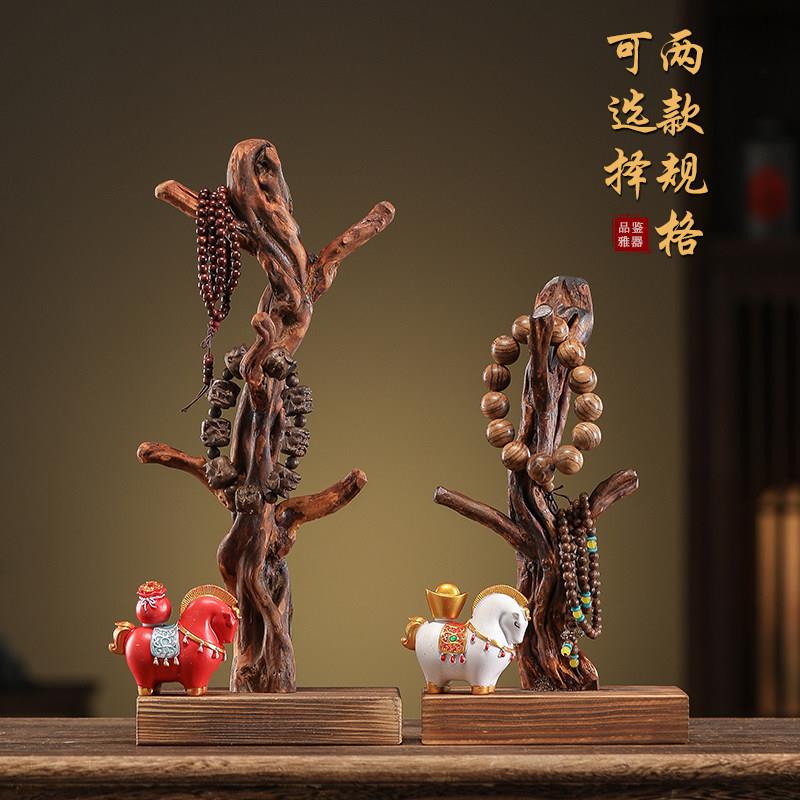 手串挂架实木文玩挂串展示架佛珠核桃收纳手链中式木质首饰置物架