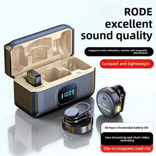 Rode无线Lavalier麦克风一对二降噪收发器录制视频直播设备按钮