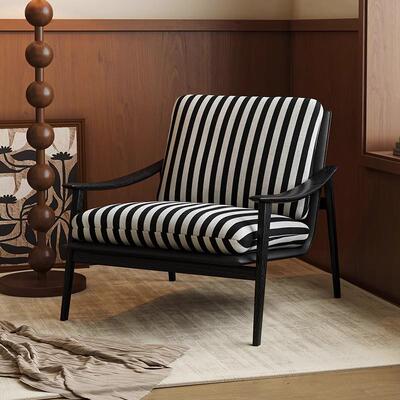 中风复古休闲椅单人发椅实古木沙发椅式极沙简设计师白BTT蜡法木