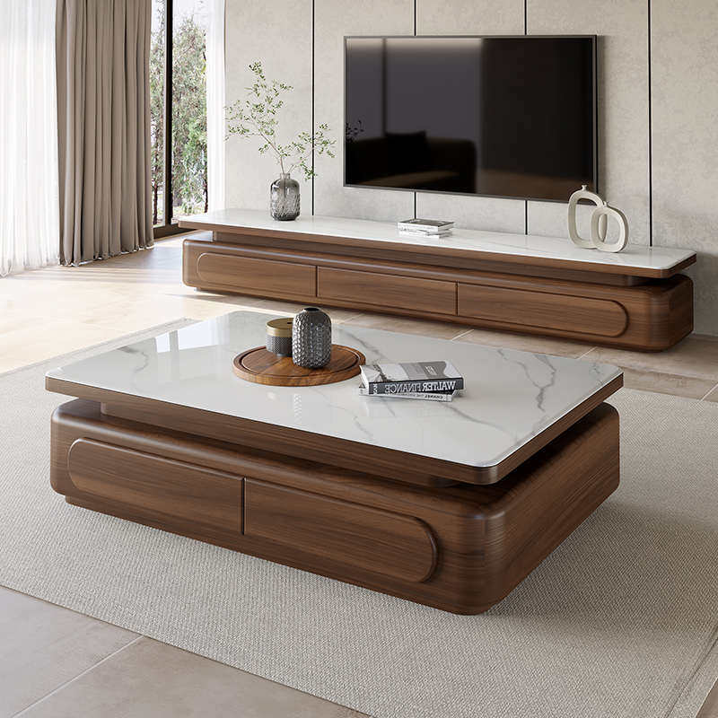 储物柜电视柜中茶几桃色新组合茶几简约胡客厅小户型实木古风现代