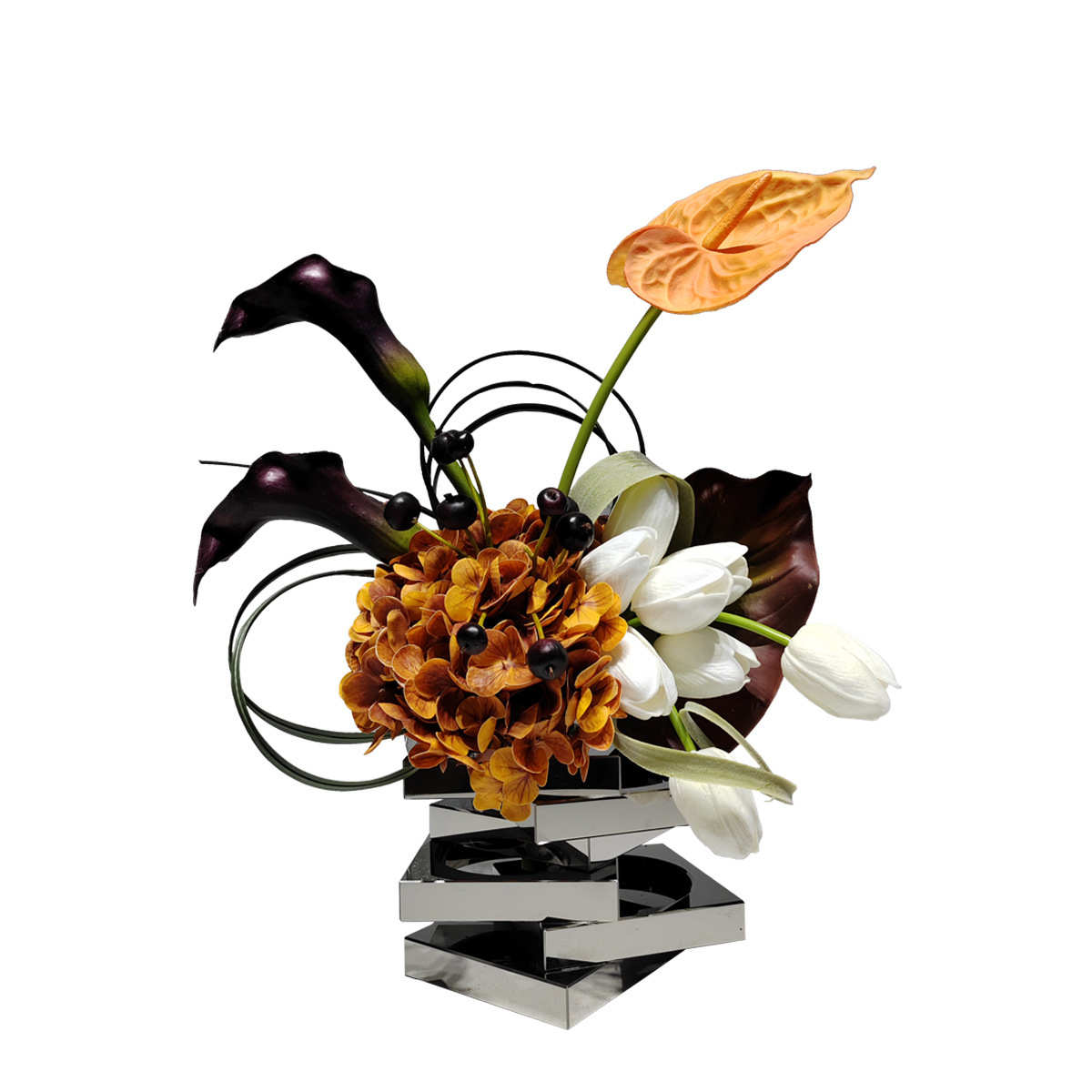 新中式仿真花客厅酒店桌面花艺软装餐桌售楼处绿植假花整体花摆件