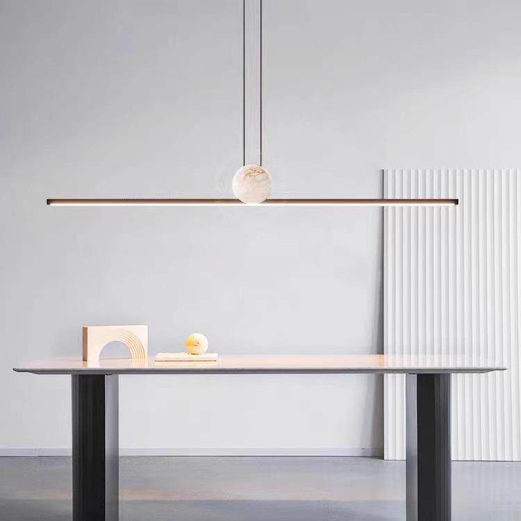 设计师北欧极简餐厅吧岛台大理石吊灯餐桌书房办公室一字长条吊灯
