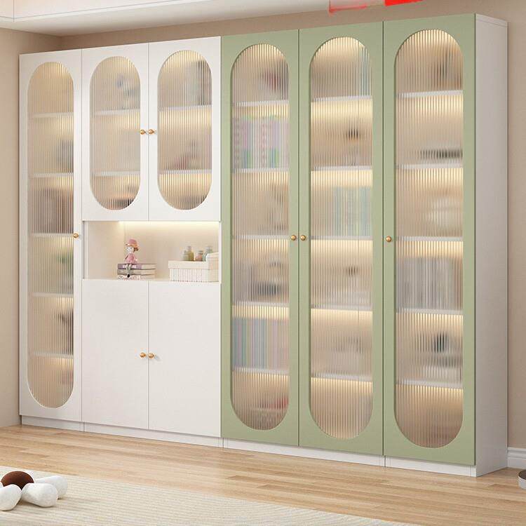 书柜带门陈列柜玻璃门书柜客厅展示柜组合书柜拱形收纳柜置物柜子