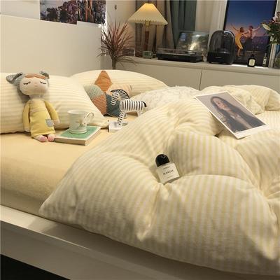 高档布床丁ins季加厚牛奶绒小清冬新少女心 上四黄件套珊瑚绒法兰