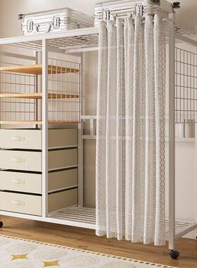 简易衣柜卧室家开用装货式架结实耐用简约放组防HUC尘帘衣帽间柜