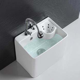 829V阳台拖把池瓷拖布池墩卫生陶间布洗拖把拖布盆斗自池动下水旋