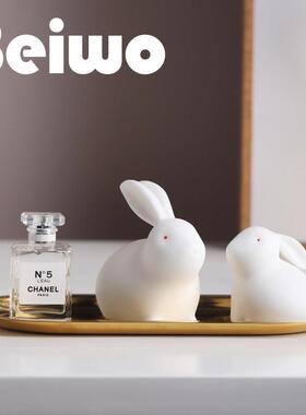 定制礼品兔子可爱小玉兔陶瓷饰品定制办公室桌面装饰工作站女生礼