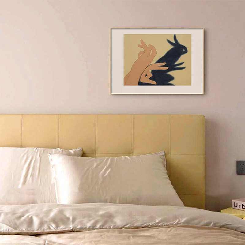 倾听 侘寂中古风客厅装饰画复古氛围感卧室挂画黑白抽象玄关画