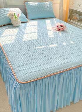 ZQ轻奢夏季新F77JT6TH款凉折感冰乳胶床垫床裙丝席款子单双人可叠