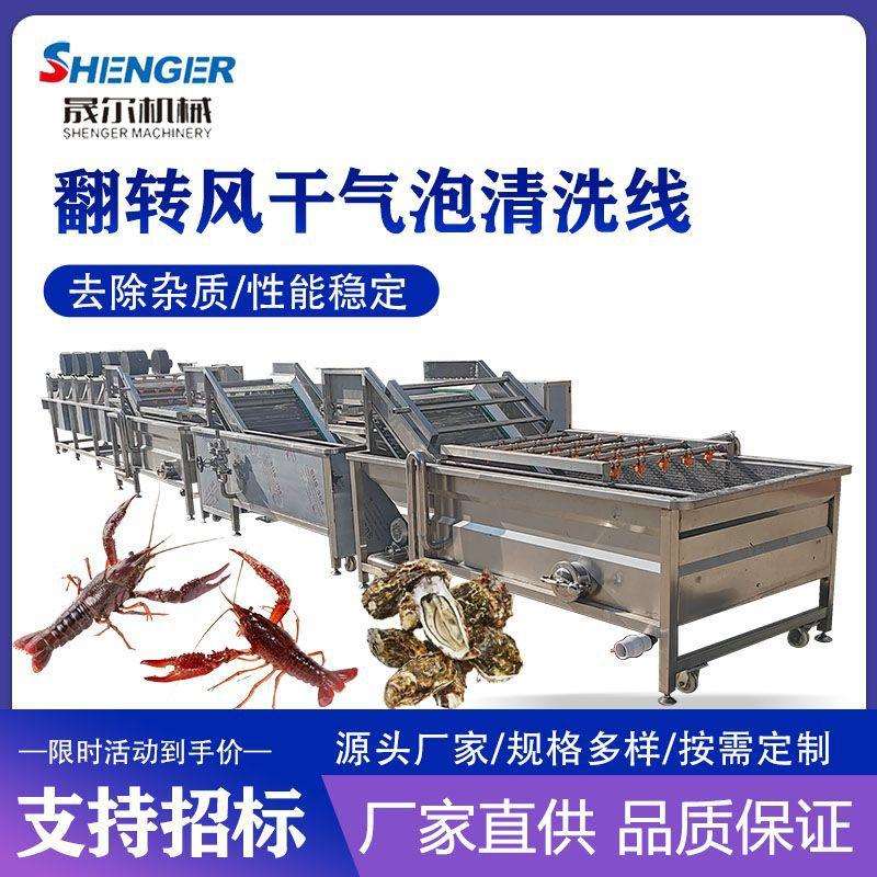 商用小龙虾去污泥机鲍鱼海鲜自动化清洗设备龙虾气泡翻转清洗机