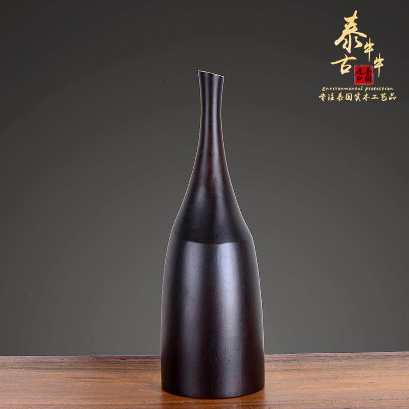 东南亚风格摆件创意细口原木色实木花瓶家居插花复古