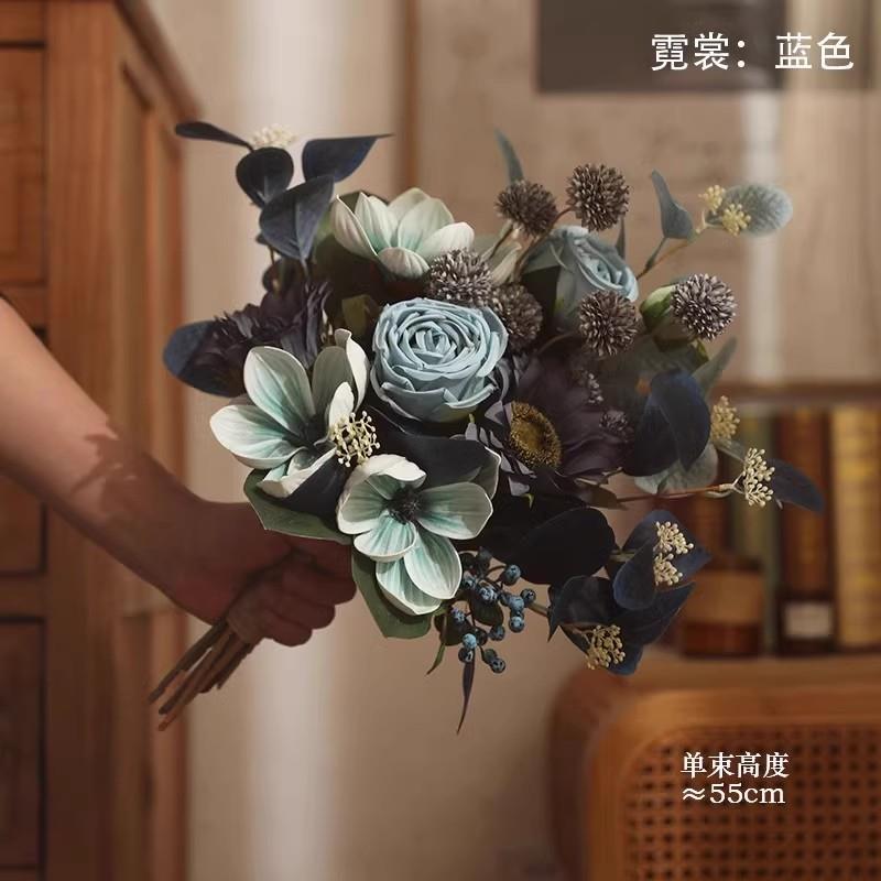 新款高档仿真花干客厅装饰摆件花加假花瓶餐桌摆设花玫瑰花北欧花图片