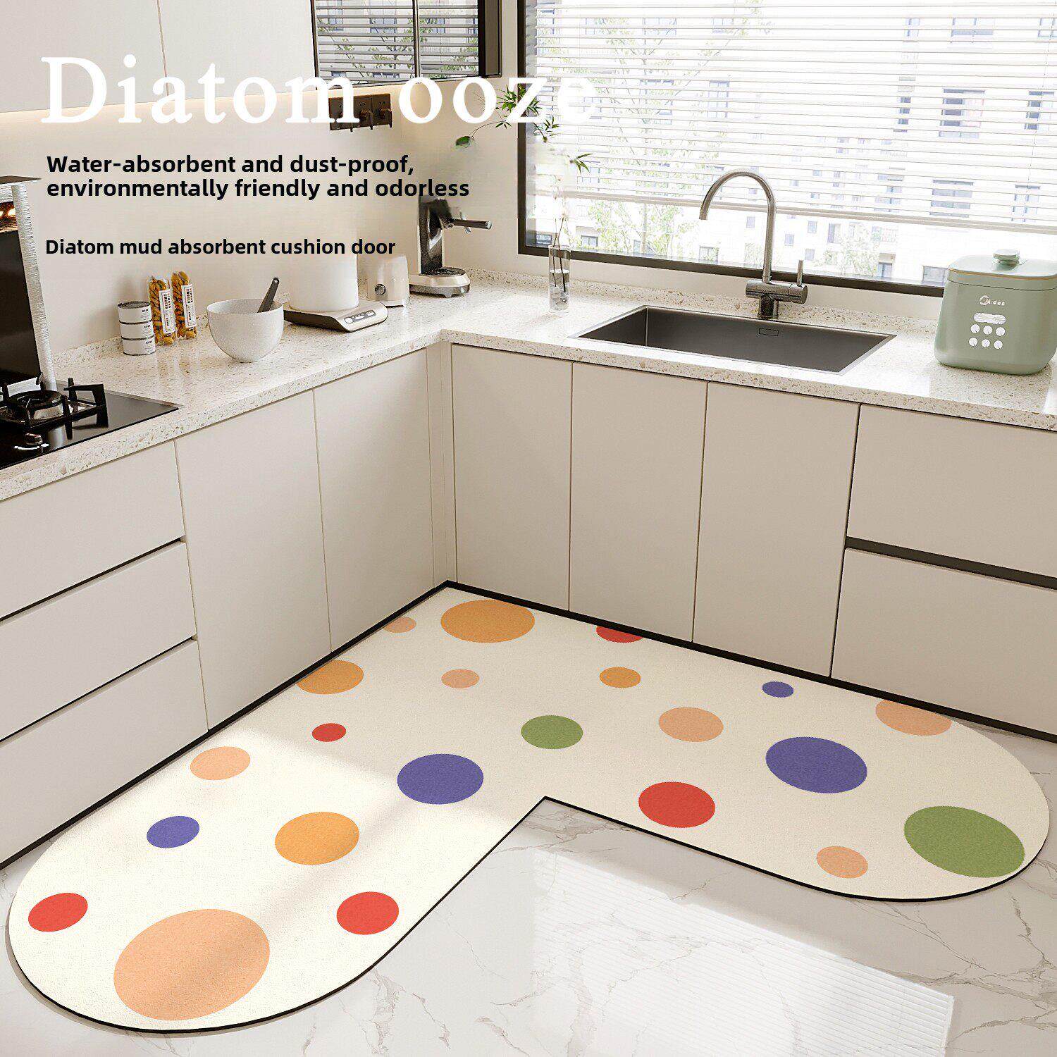 硅藻泥厨房地垫防滑防油可擦免洗耐脏专用l形吸水垫心形转角地毯