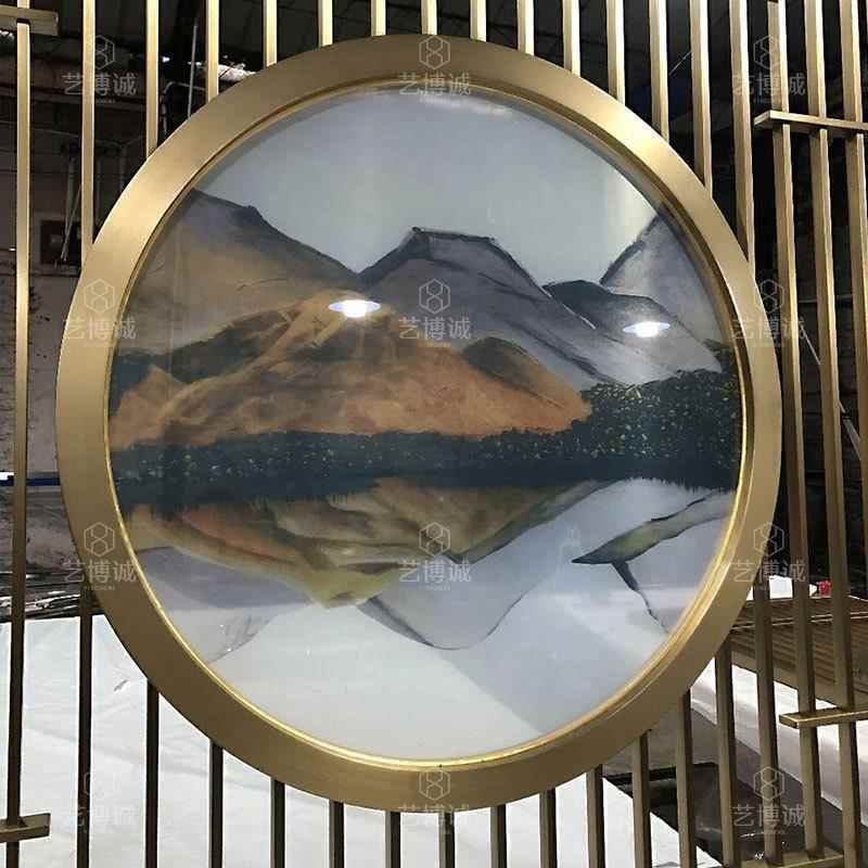 现代轻奢用客厅进门屏风样式具装饰移动不锈钢家1114B客家屏餐厅