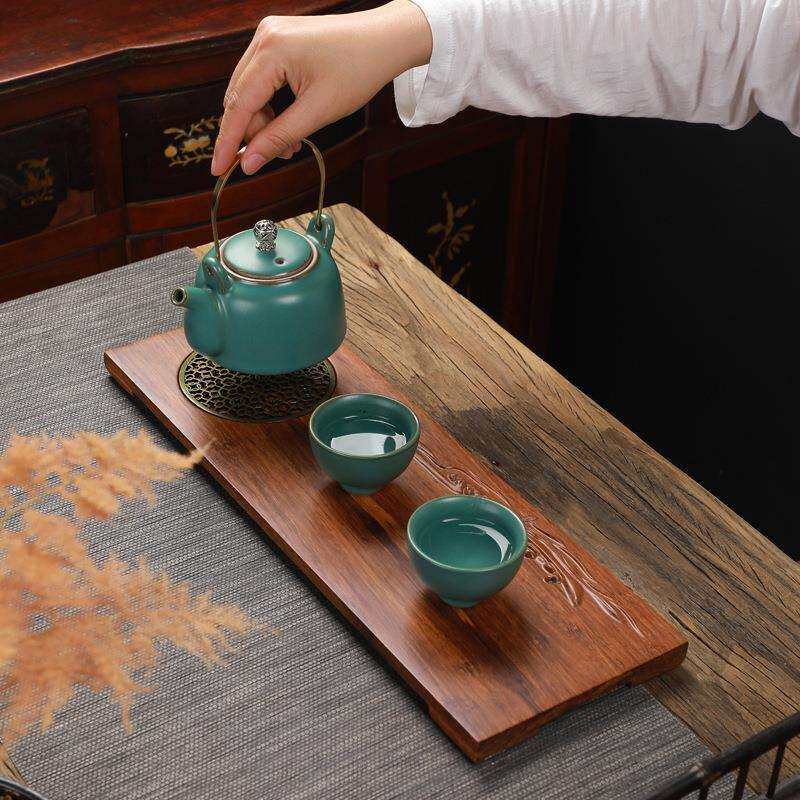 望山秋水干泡茶盘茶具套装方形竹制品桌面摆件文创竹制工艺茶台