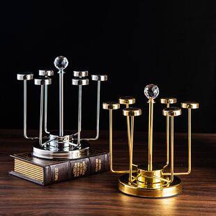 现代简约摆件不锈钢红酒杯挂架客厅架玻璃杯倒扣架可旋转水杯架子