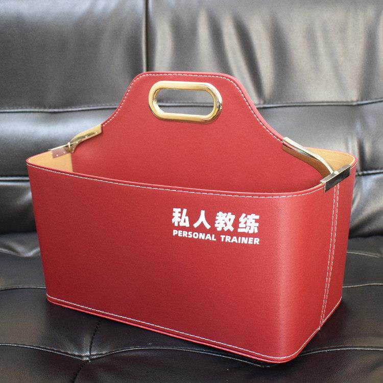 新款私教工具篮皮革收纳箱健身房手提篮子教练上课收纳盒篮子定制