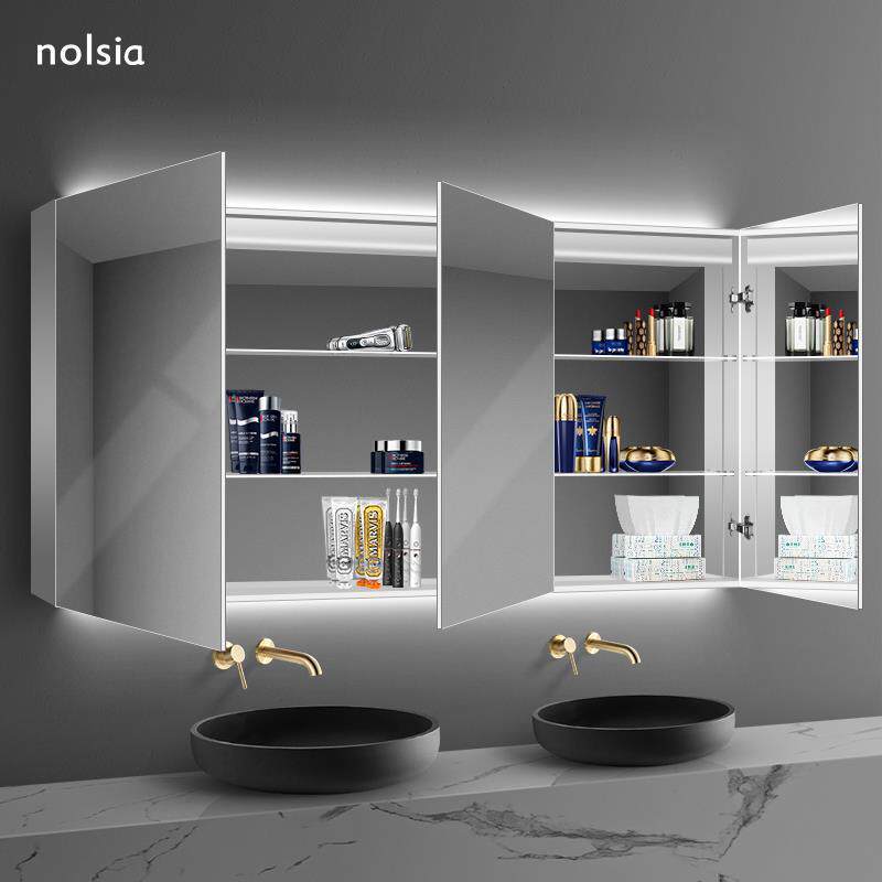方形智能浴室柜洗漱台卫生间带灯发光镜柜除雾壁挂式梳妆台镜子