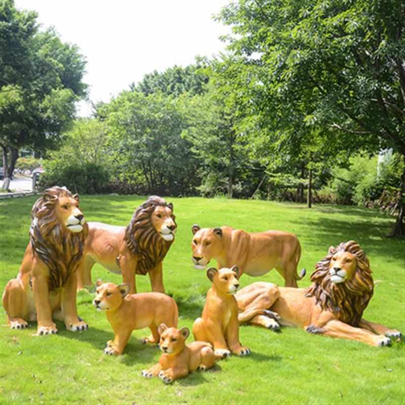 公园仿真售楼部大型装饰美雕塑园林景观陈动物玻璃钢户外狮子摆件