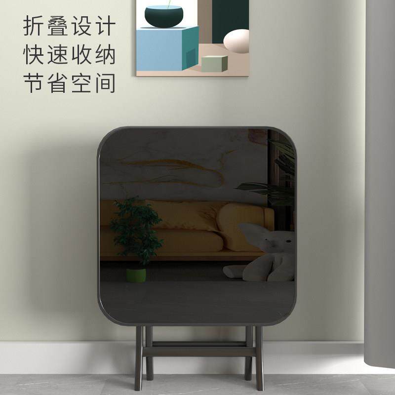 家钢化玻璃餐桌用折方桌小户型饭桌简易圆桌桌子YMY-GHBL户出叠租