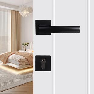 现代法式 轻奢分体门锁锌合金静音房门锁家用卧室房间木门锁门把