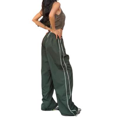Women Side Striped Sweatpants Drawstring Waist Pant Trousers