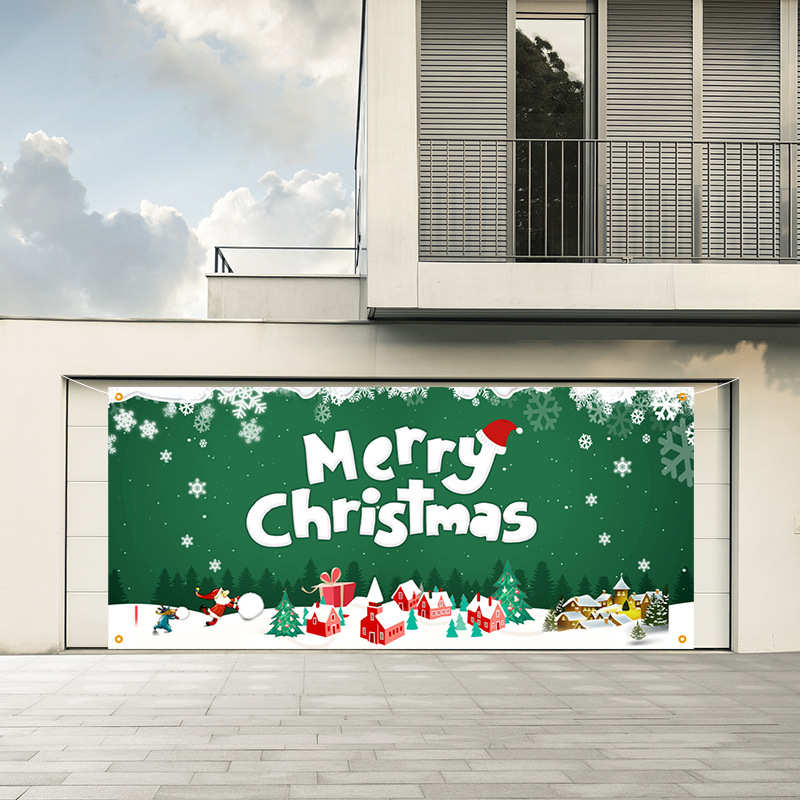 圣诞节老人车库背景布气氛装饰派对横幅万圣节南瓜挂旗圣诞挂布