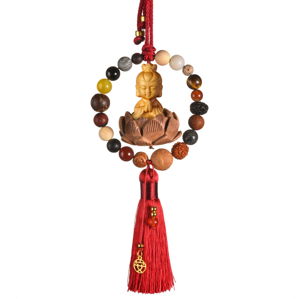 坠车gs075汽车吊挂菩黄杨木桃木 挂饰十八佛车内提子 莲花子挂件