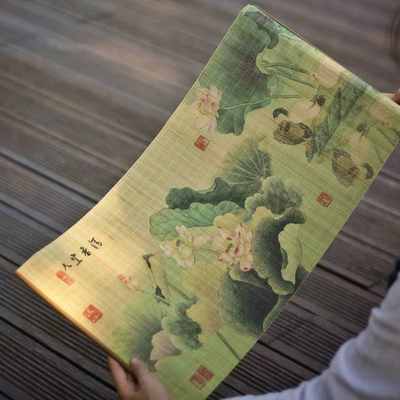 竹编中式茶席中国风茶席禅意荷花桌旗餐垫茶具隔热垫干泡茶道用