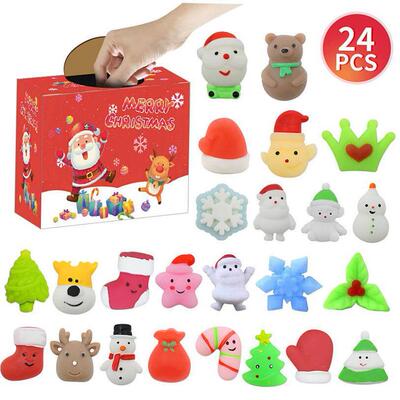 24PCS Mini Squishy Toys Mochi Squishies Christmas Kawaii Zom