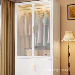 钢制衣柜收纳柜家用置物挂衣架出租屋简易组装防尘储物柜儿童衣橱