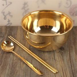 铜碗白癜风铜碗筷勺套装纯铜餐具儿童家用饭碗纯手工黄铜碗单层