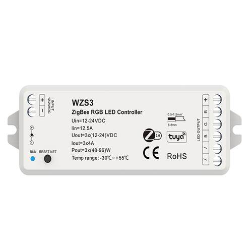 3通道RGB ZigBee3.0恒压LED控制器 颜⾊亮度调节延迟开关⾳乐播放